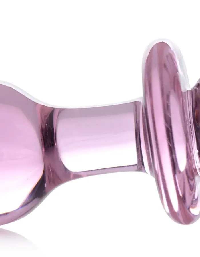 Pink Rose Glass Anal Plug - Medium
