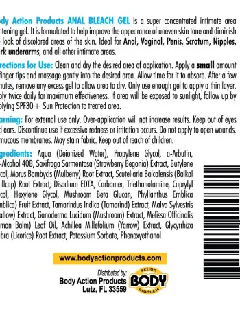 Body Action Anal Bleach Gel 1 Oz
