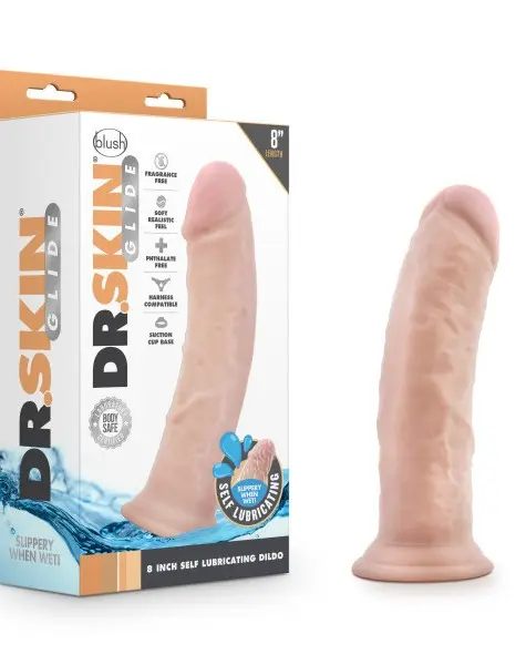 Dr. Skin Glide - 8 Inch Self Lubricating Dildo - Vanilla