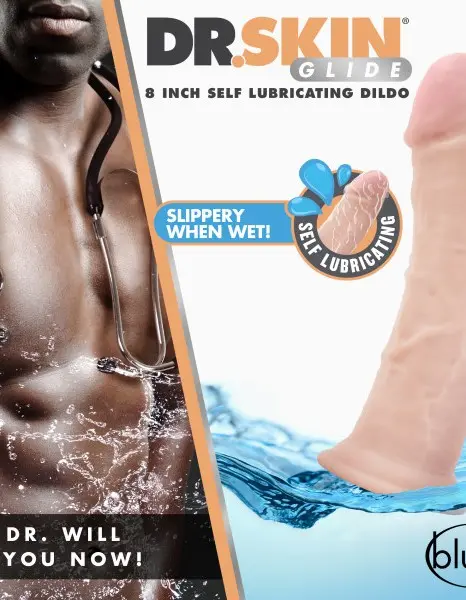 Dr. Skin Glide - 8 Inch Self Lubricating Dildo - Vanilla