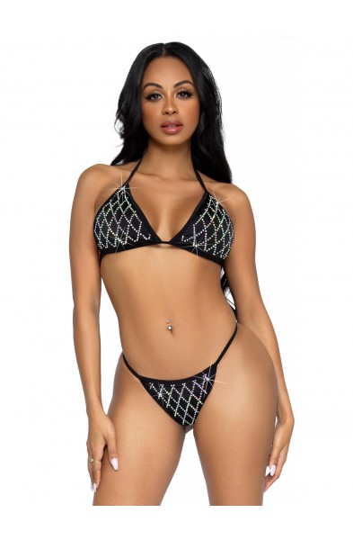 2 Pc Domino Bikini Set - Black - Large