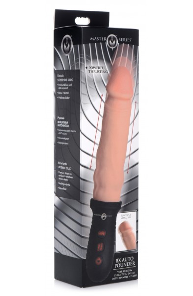 8x Auto Pounder Vibrating and Thrusting Dildo With Handle - Flesh