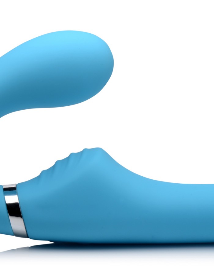 10x Mighty Rider Vibrating Strapless Strap-on - Blue