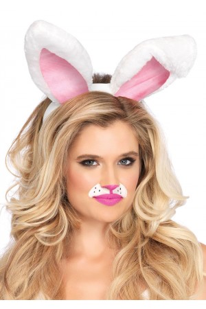 Plush Bunny Rabbit Ears Headband - White