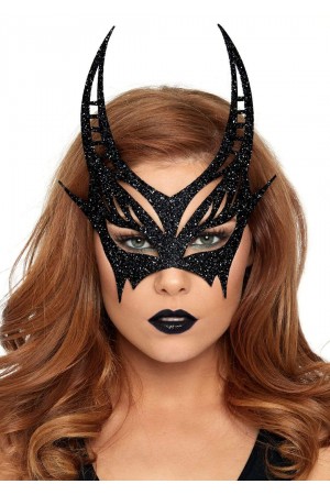 Glitter Die Cut Devil Masquerade Mask - Black