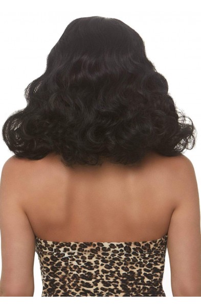 16 Inch Retro Curly Bob Wig - Black