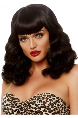 16 Inch Retro Curly Bob Wig - Black