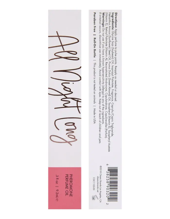 All Night Long - Pheromone Perfume Oil - 9.2 ml