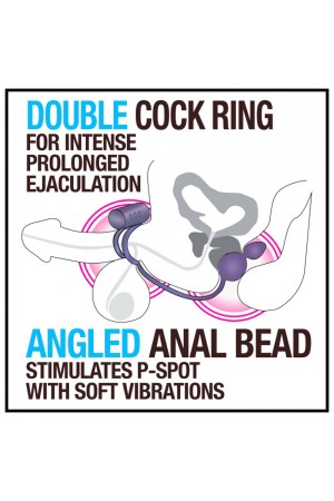 Anal Adventures- Platinum - Silicone Anal Ball  With Vibrating C-Ring- Black