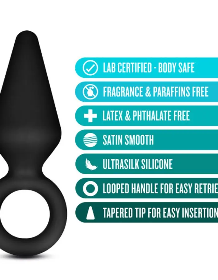 Anal Adventures - Platinum - Silicone Loop Plug - Small - Black