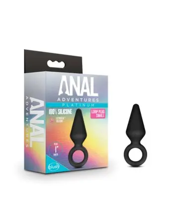 Anal Adventures - Platinum - Silicone Loop Plug - Small - Black