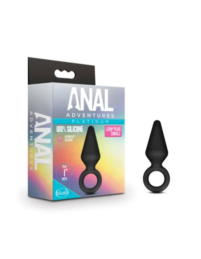 Anal Adventures - Platinum - Silicone Loop Plug - Small - Black