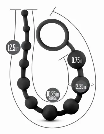 Anal Adventures - Platinum - Silicone 10 Anal Beads - Black
