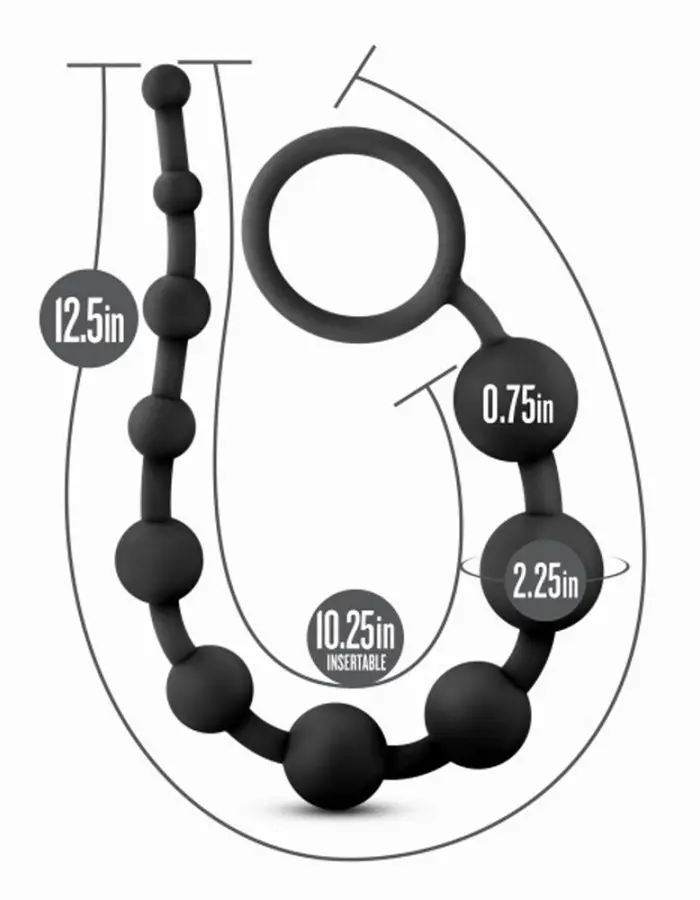 Anal Adventures - Platinum - Silicone 10 Anal Beads - Black