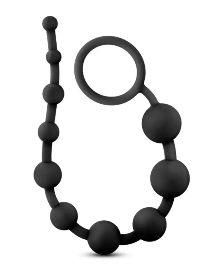 Anal Adventures - Platinum - Silicone 10 Anal Beads - Black