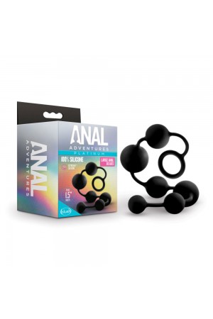 Anal Adventures - Platinum - Silicone Large Anal  Beads - Black