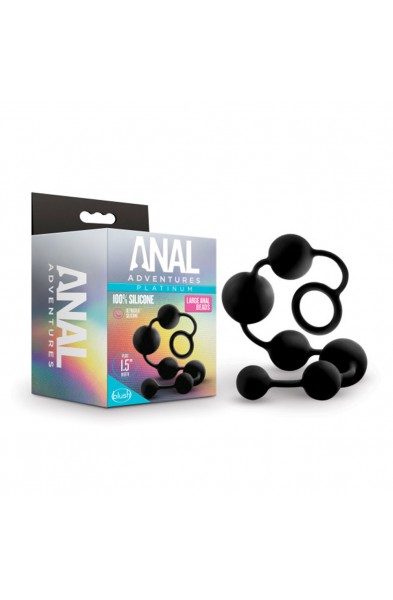 Anal Adventures - Platinum - Silicone Large Anal  Beads - Black