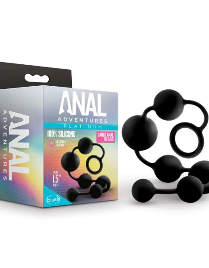 Anal Adventures - Platinum - Silicone Large Anal Beads - Black