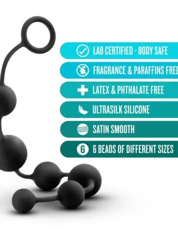 Anal Adventures - Platinum - Silicone Large Anal Beads - Black