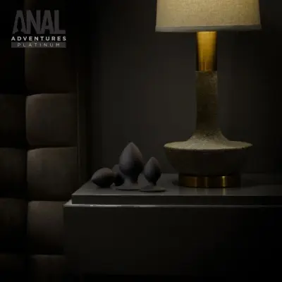 Anal Adventures - Platinum - Silicone Anal Stout  Plug Kit - Black