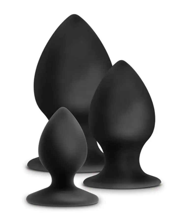Anal Adventures - Platinum - Silicone Anal Stout  Plug Kit - Black