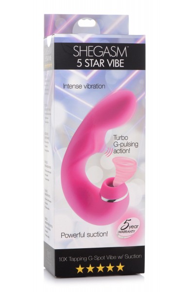 Shegasm 5 Star 10x Tapping G-Spot Vibe With Suction - Pink