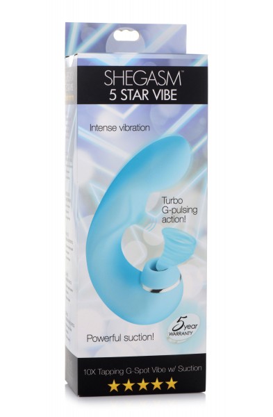 Shegasm 5 Star 10x Tapping G-Spot Vibe With Suction - Teal