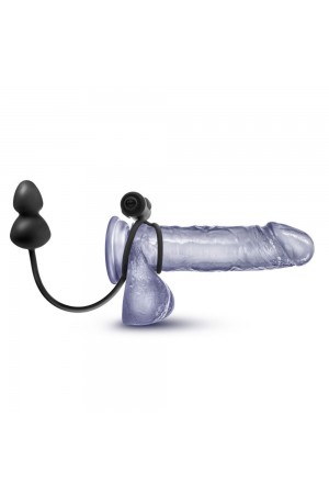 Anal Adventures- Platinum- Silicone Anal Plug With Vibrating C-Ring - Black