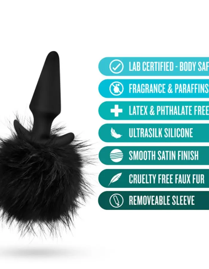 Anal Adventures - Platinum - Rabbit Tail  Plug -  Black