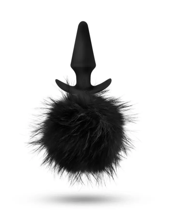 Anal Adventures - Platinum - Rabbit Tail  Plug -  Black