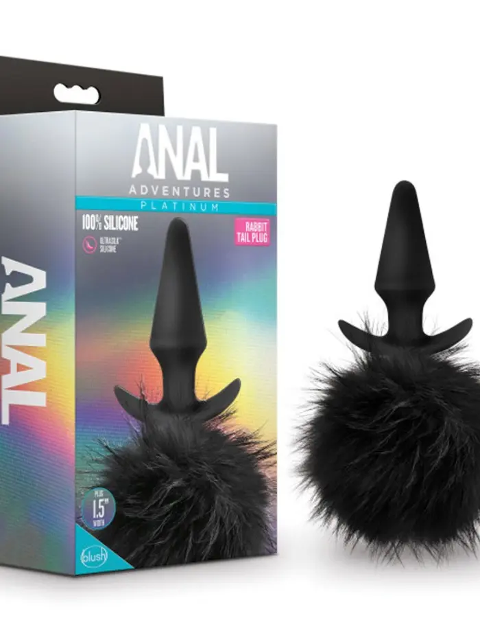 Anal Adventures - Platinum - Rabbit Tail  Plug -  Black
