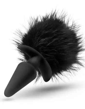 Anal Adventures - Platinum - Rabbit Tail  Plug -  Black