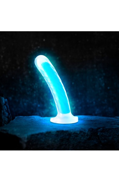 Neo Elite - Glow in the Dark - Tao - 7 Inch  Silicone Dual Density Dildo - Neon Blue