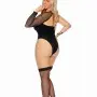Opaque and Fishnet Teddy With Stockings - Queen Size - Black