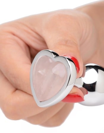 Rose Quartz Heart Anal Plug -Medium