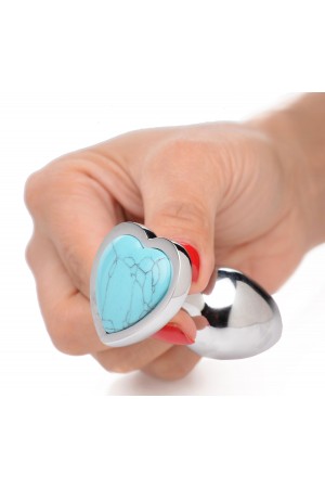 Turquoise Heart Anal Plug - Medium