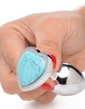 Turquoise Heart Anal Plug - Medium