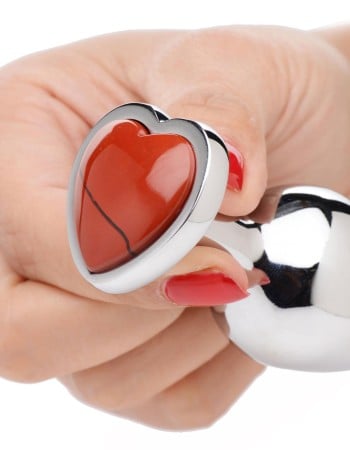 Red Jasper Heart Anal Plug - Medium