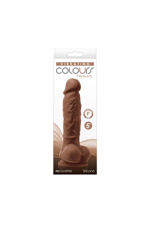 Colours - Pleasures - Vibrating - 5 Inch Dildo -  Brown