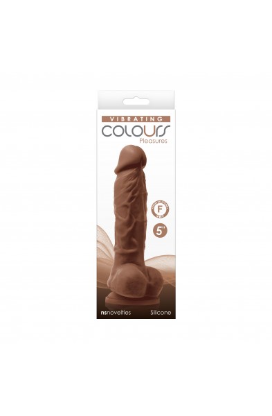 Colours - Pleasures - Vibrating - 5 Inch Dildo -  Brown