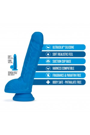 Neo Elite - 9 Inch Silicone Dual Density Cock With Balls - Blue