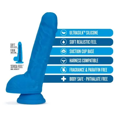 Neo Elite - 9 Inch Silicone Dual Density Cock With Balls - Blue