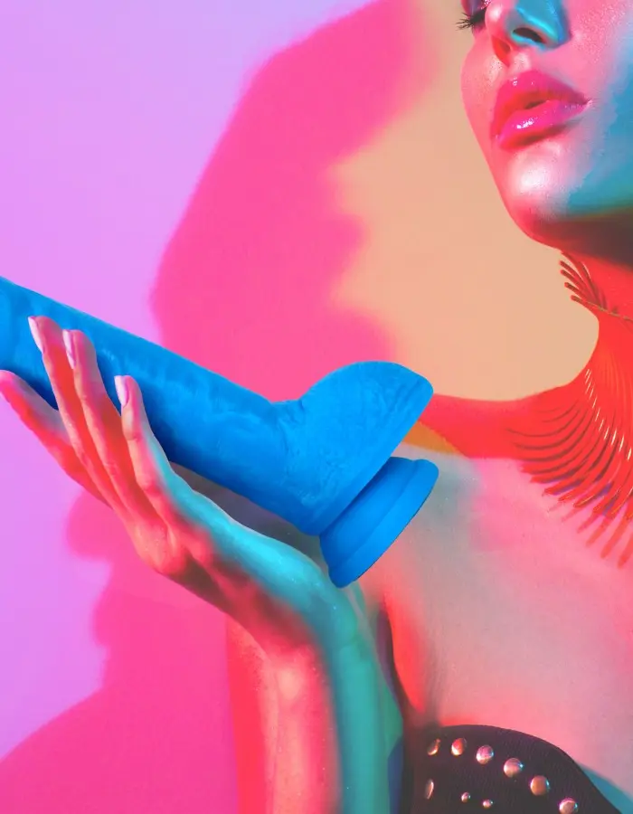 Neo Elite - 9 Inch Silicone Dual Density Cock With Balls - Blue