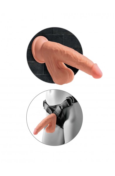 7 Inch Triple Density Cock With Swinging Balls -  Tan