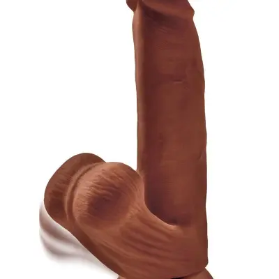 8 Inch Triple Density Cock With Swinging Balls - Brown