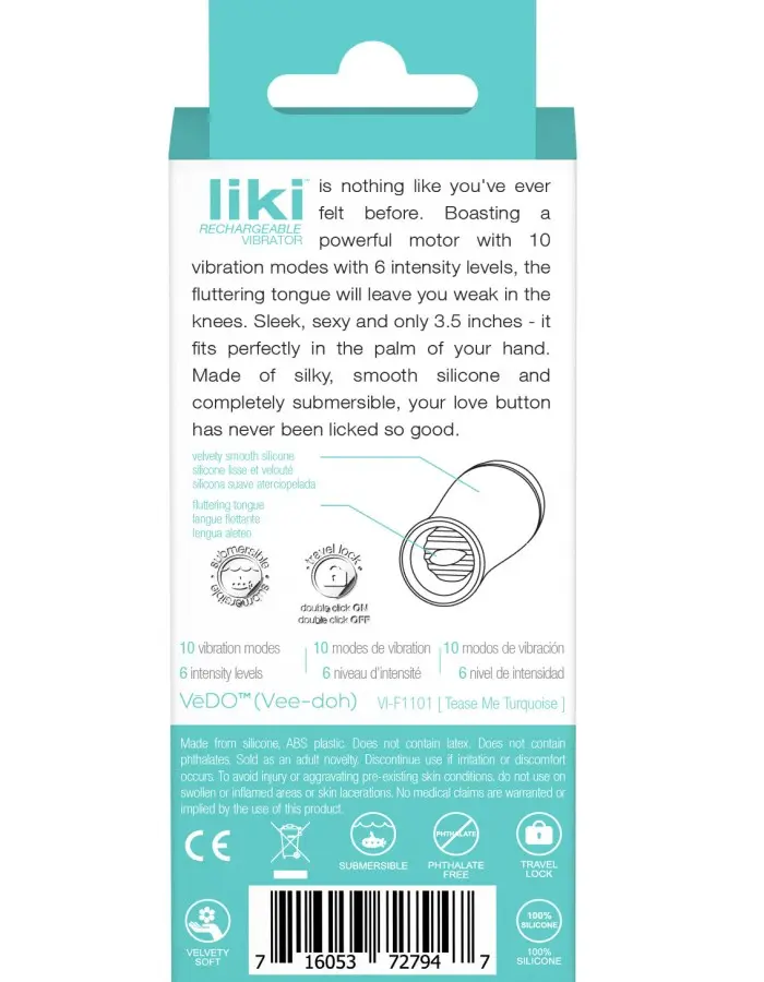 Liki Rechargeable Flicker Vibe - Tease Me Turqoise
