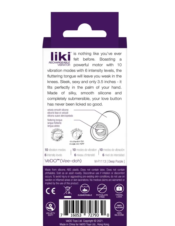 Liki Rechargeable Flicker Vibe - Deep Purple