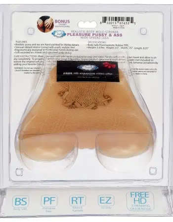 Realistic Body Mold Stroker - Pleasure Pussy and Ass Wide-Spread Legs - Light