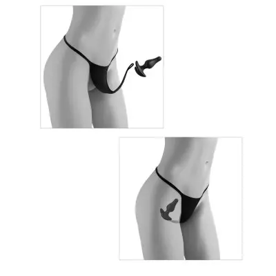 Hookup Panties Crotchless Love Garter - Black - XL - Xxl