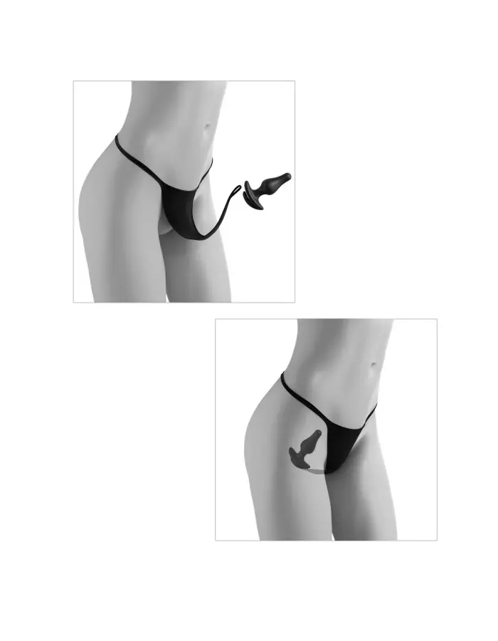 Hookup Panties Crotchless Love Garter - Black - XL - Xxl